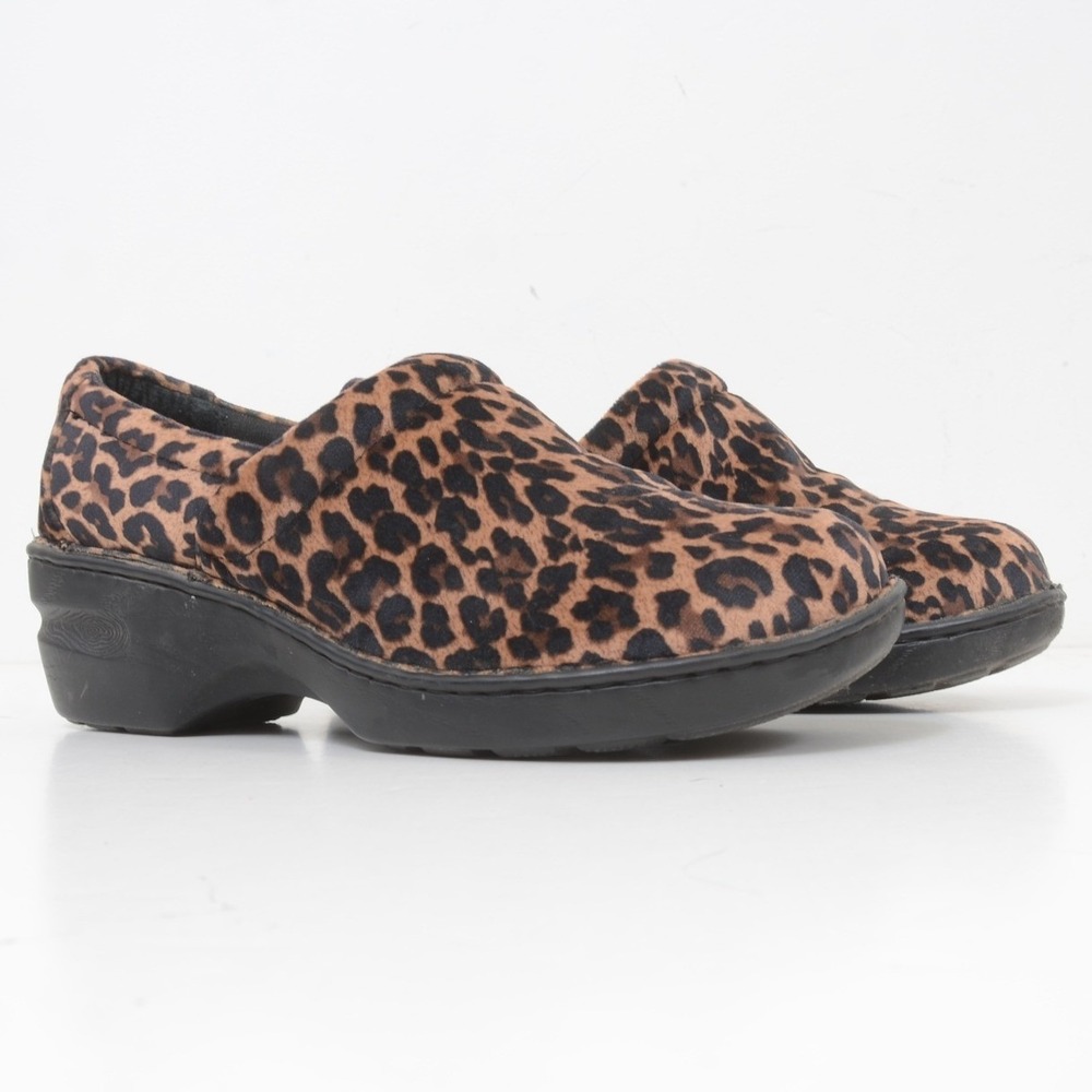 b.o.c. Women 11M Leopard Clog Chunky Platform Funky Boho Slip Ons Shoes Vegan